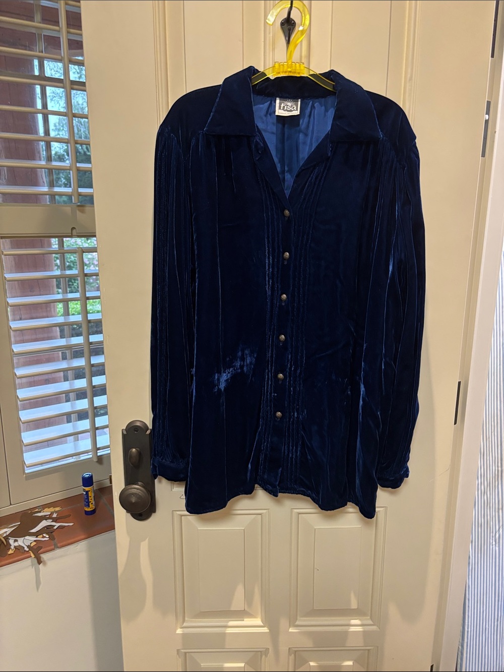 Vintage royal blue velvet Navajo outfit with sterling silver buttons